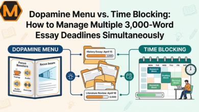 Dopamine Menu vs. Time Blocking: How to Manage Multiple 3,000-Word Essay Deadlines Simultaneously