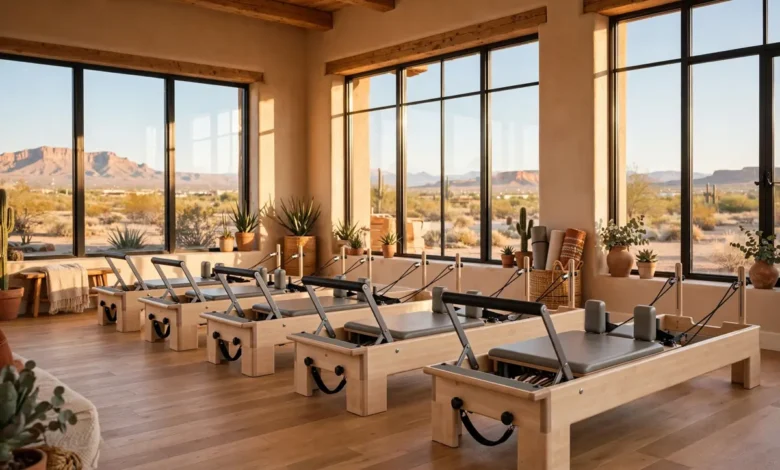 Pilates studio with reformer machines