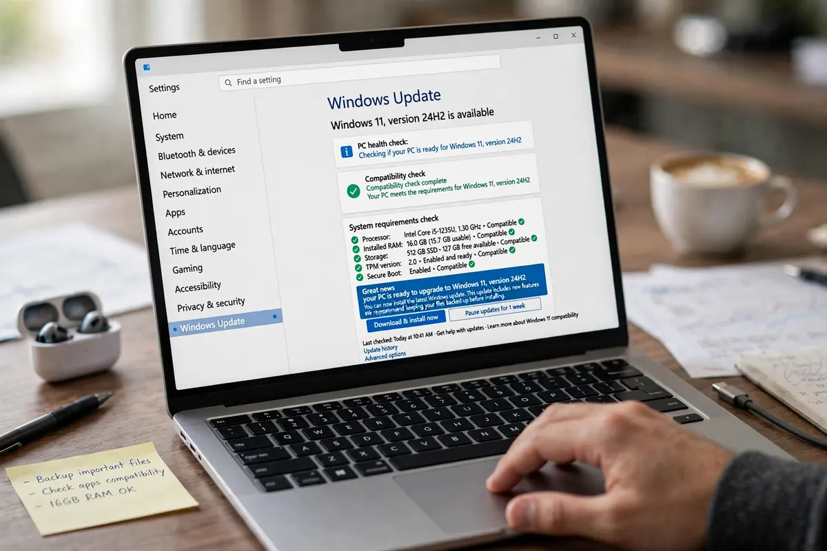 Checking Windows 11 compatibility on a laptop