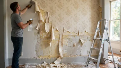How to remove wallpaper glue while stripping old wallpaper from a wall