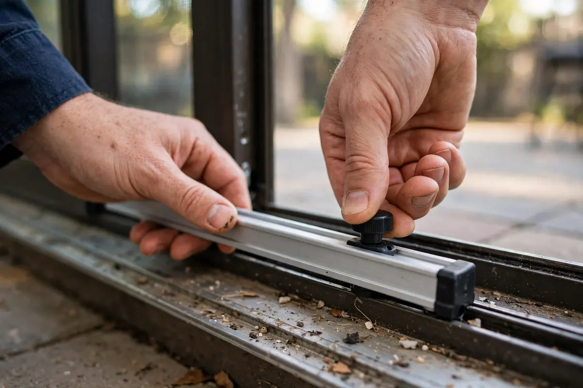 Installing a security bar in the track of a sliding patio door