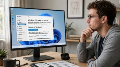 Home office desktop computer running Windows 10 near the end of its support life