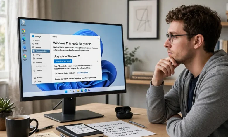 Home office desktop computer running Windows 10 near the end of its support life